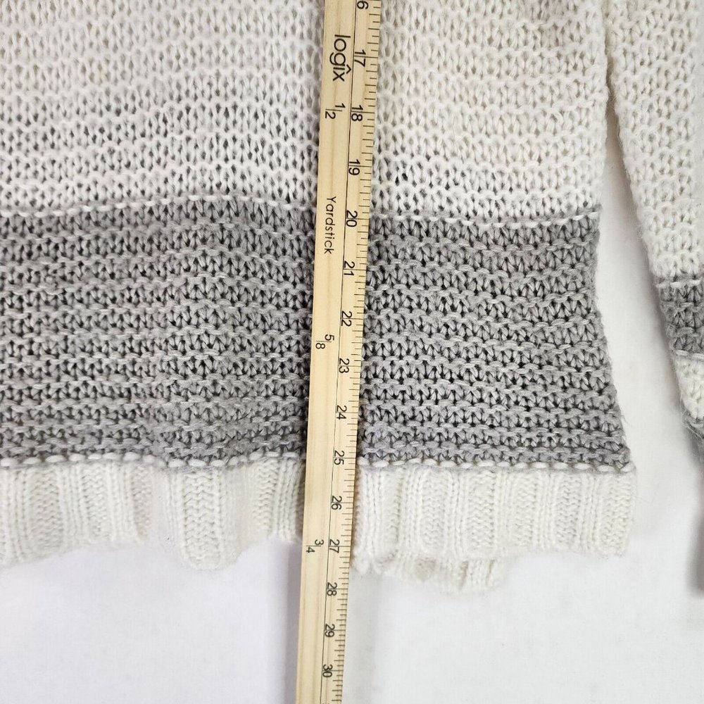 Aeropostale Sweater Womens Small Gray White Striped Casual Preppy Open Knit Top - Picture 5 of 10